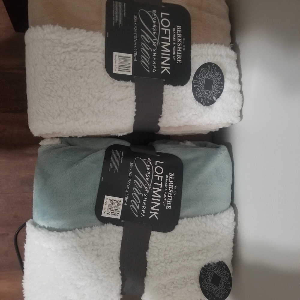 Two Berkshire Reversible Throw 50in by 70in new